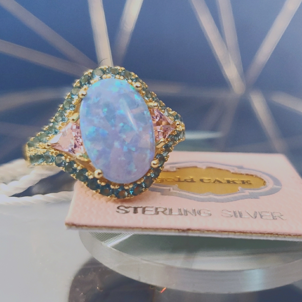 NWT Gold Cake "Lola" Blue Opal Ring